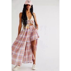 Free People Serendipity 2-piece Plaid Maxi Dress and Shorts Set. NWT SZ S and M